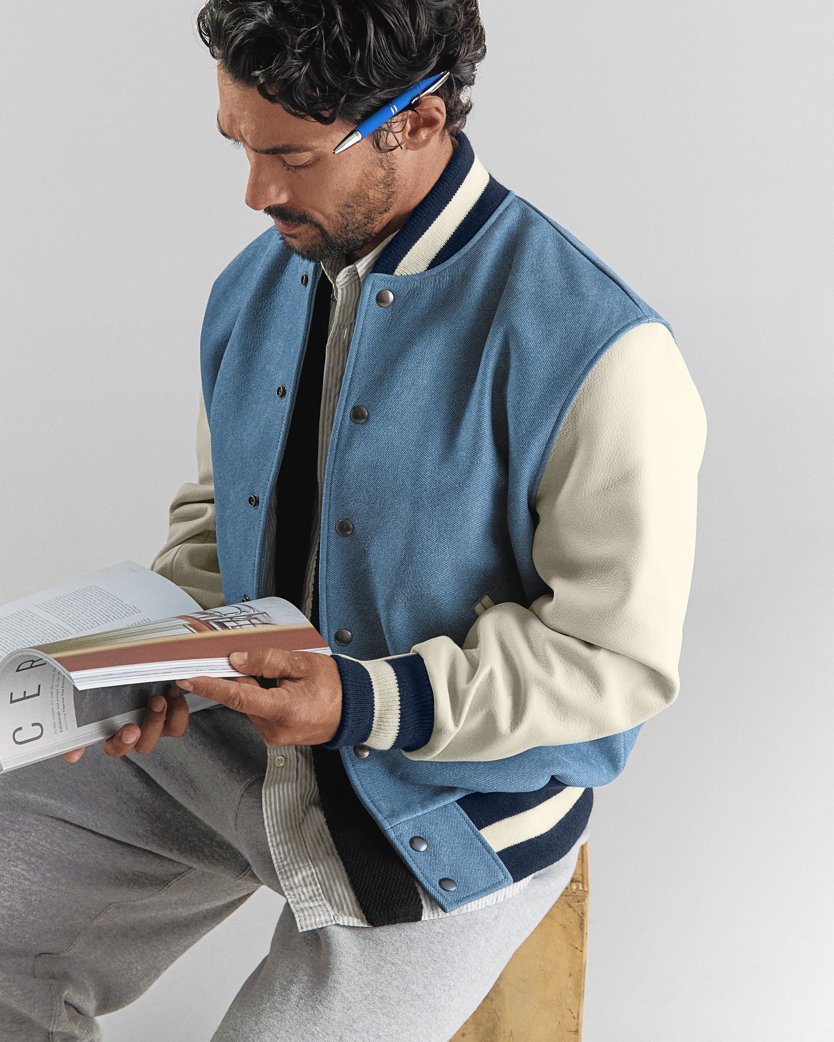 THE WELDON - Indigo/Stone "Denim" Leather Classic Fit - Image 4